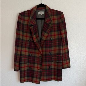 Vintage VALENTINO Plaid Double-Breasted Women's Jacket 42